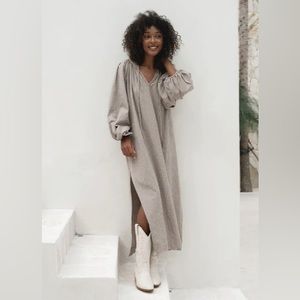 Daughters of India Poet Maxi Dress Taupe Small